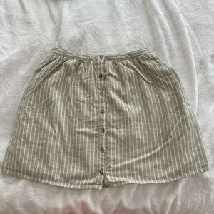Green and White Striped Skirt